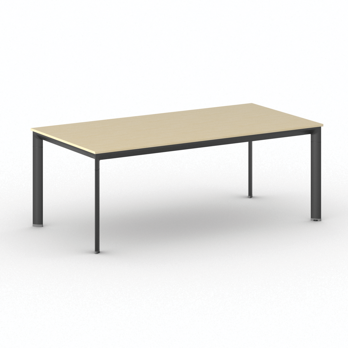 B2B Partner Konferenztisch PRIMO INVITATION 200x100 cm, schwarzes Metallgestell, Birke