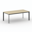 Konferenztisch PRIMO INVITATION 200x100 cm, schwarzes Metallgestell, Birke