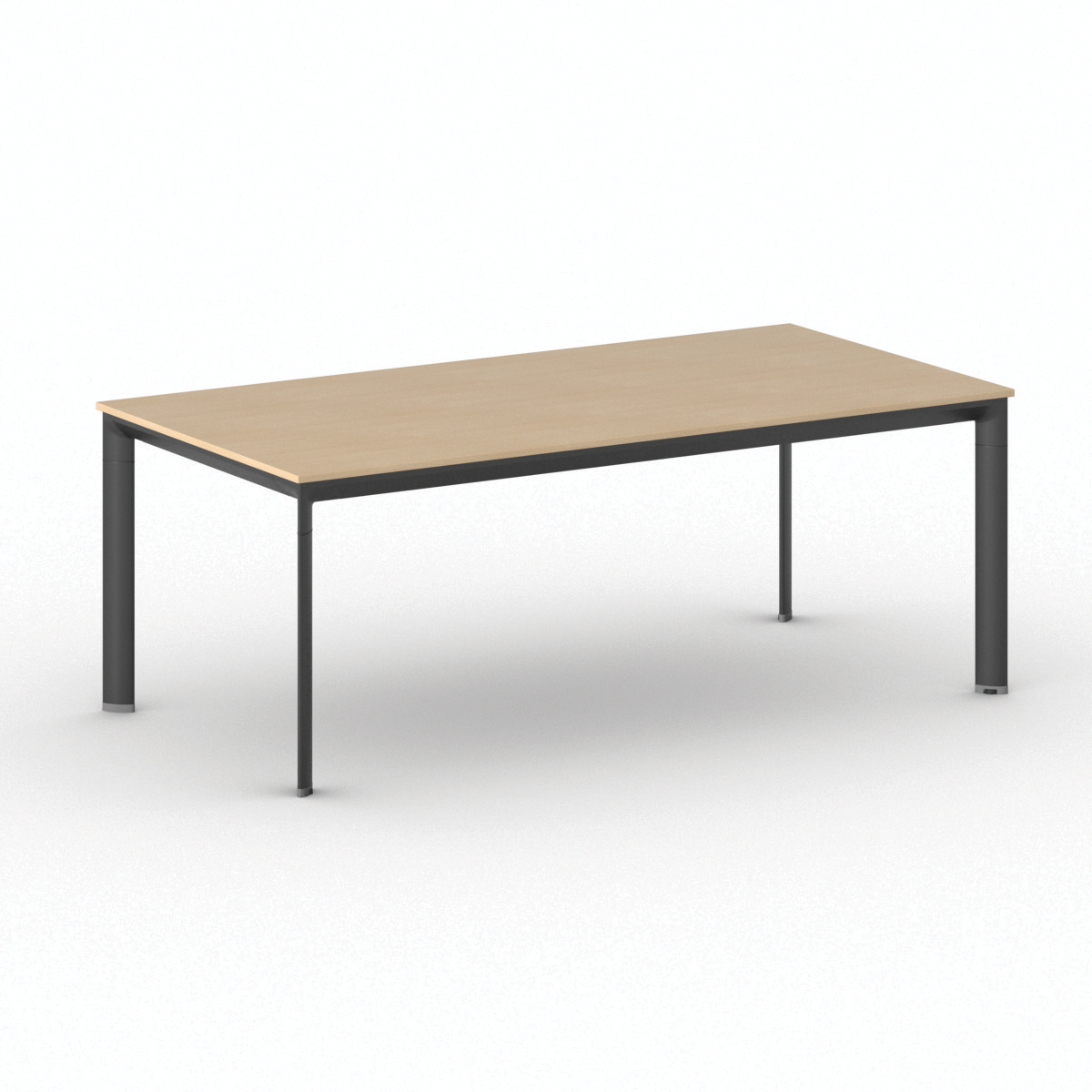 B2B Partner Konferenztisch PRIMO INVITATION 200x100 cm, schwarzes Metallgestell, Buche
