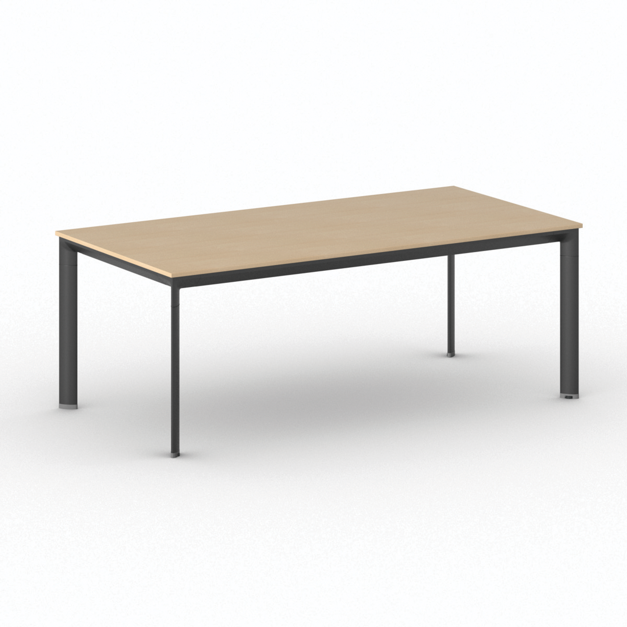 Konferenztisch PRIMO INVITATION 200x100 cm, schwarzes Metallgestell, Buche