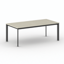 Konferenztisch PRIMO INVITATION 200x100 cm, schwarzes Metallgestell, Eiche natur