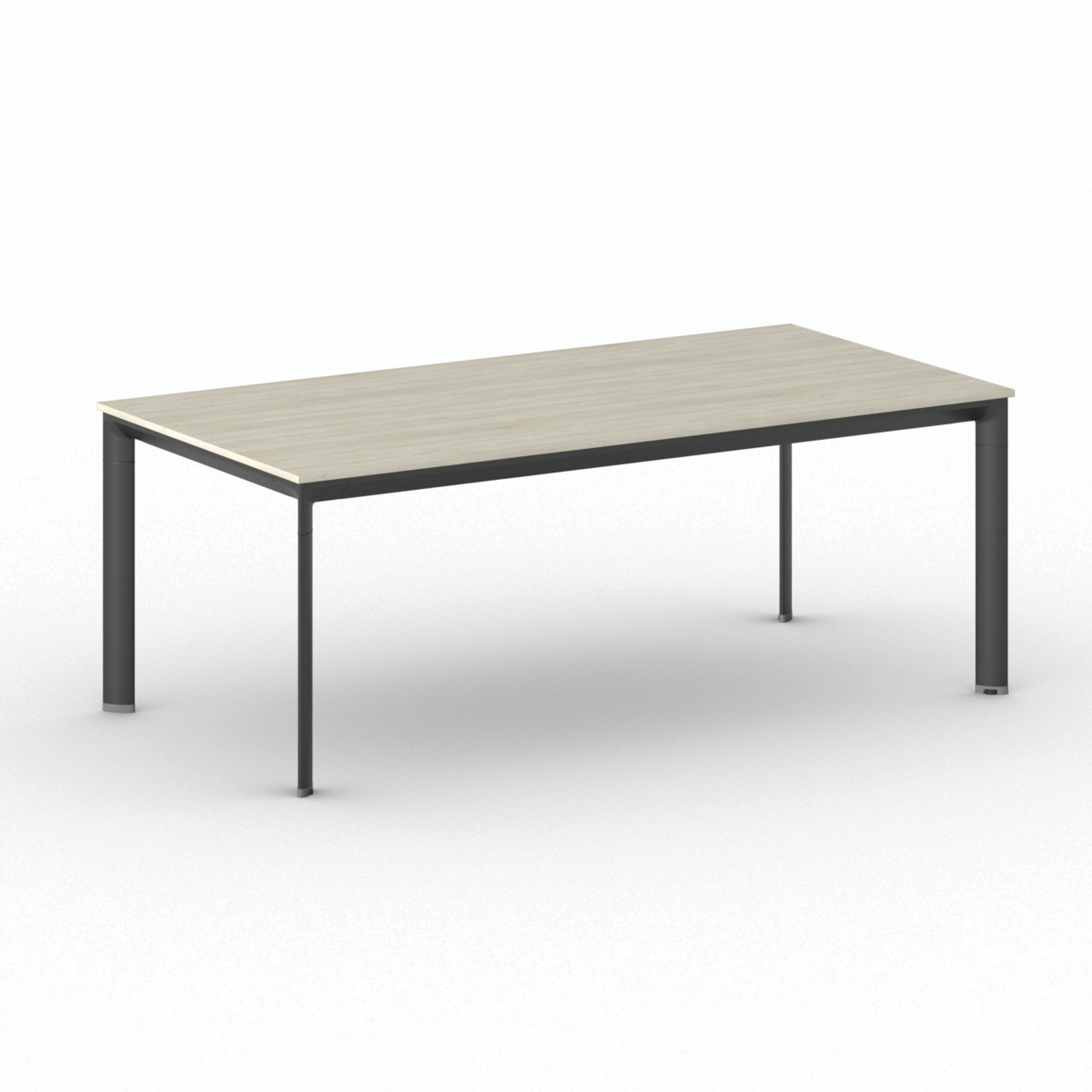 Konferenztisch PRIMO INVITATION 200x100 cm, schwarzes Metallgestell, Eiche natur