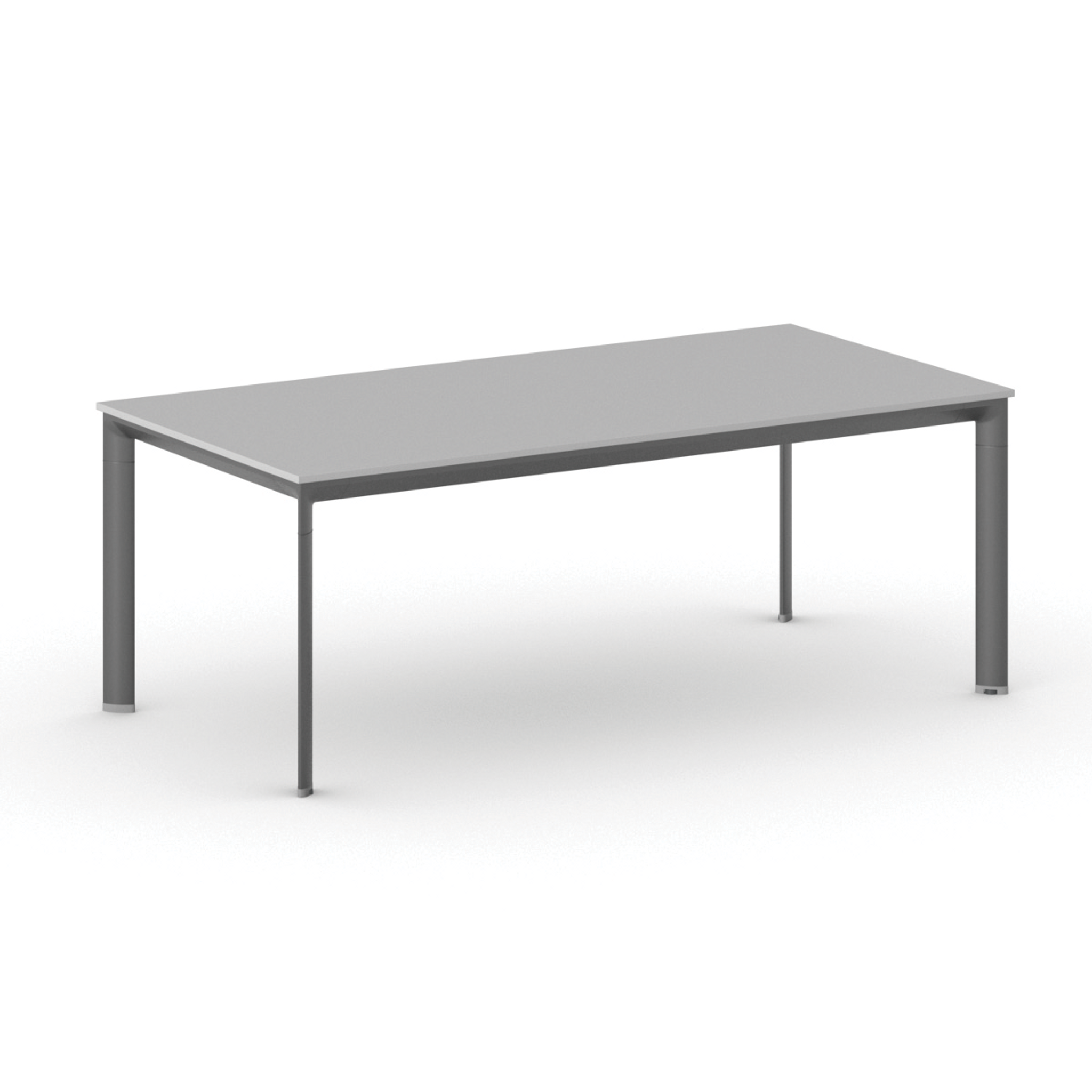 Konferenztisch PRIMO INVITATION 200x100 cm, schwarzes Metallgestell, grau