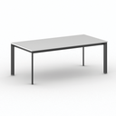 Konferenztisch PRIMO INVITATION 200x100 cm, schwarzes Metallgestell, weiß