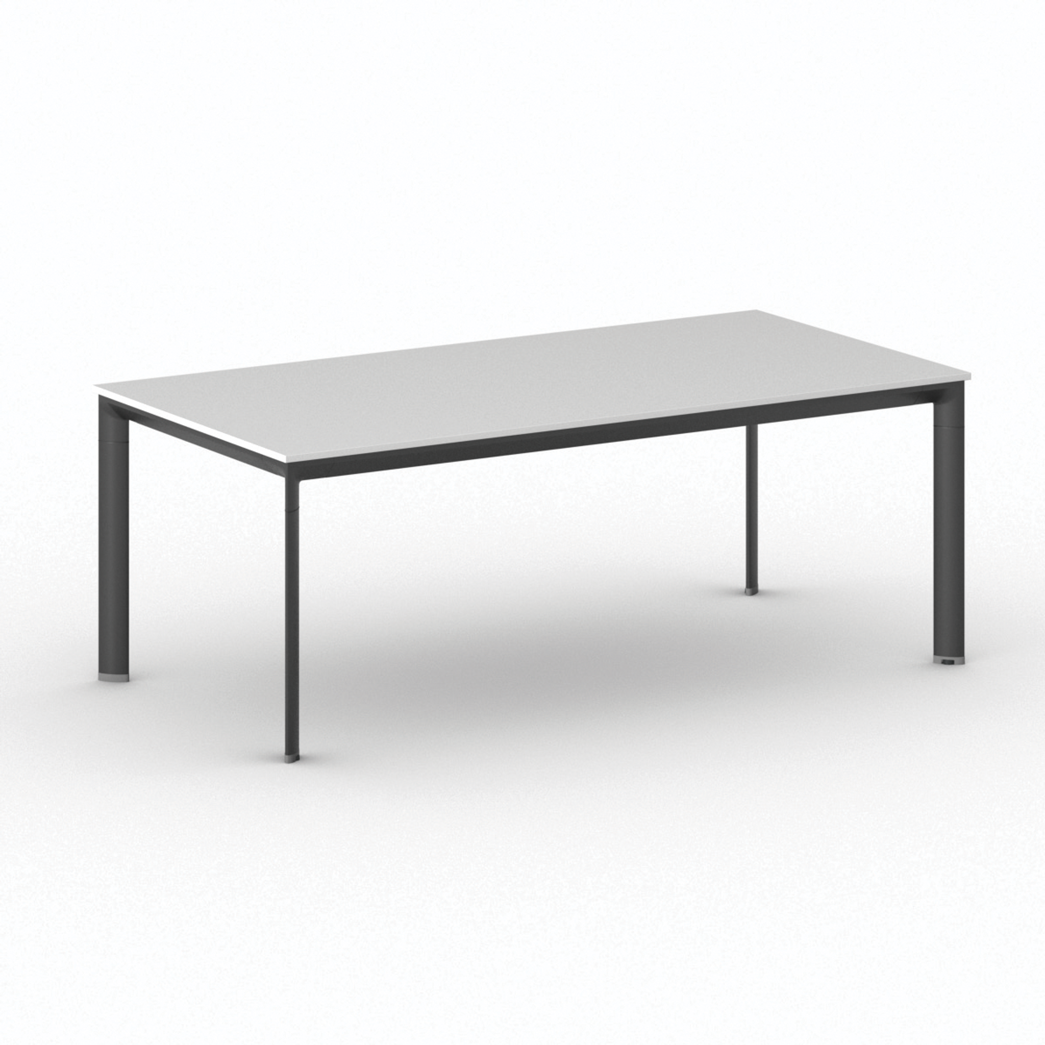 Konferenztisch PRIMO INVITATION 200x100 cm, schwarzes Metallgestell, weiß