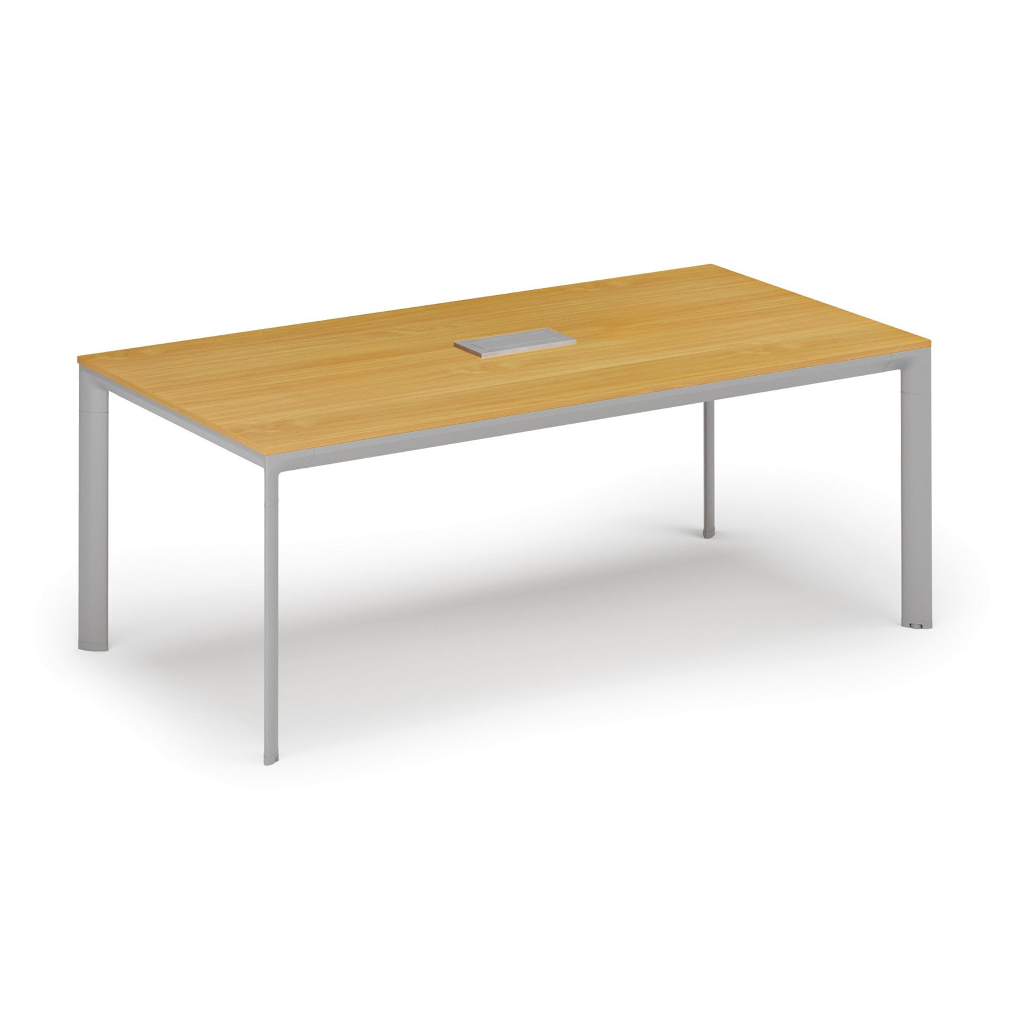 Konferenztisch PRIMO INVITATION 200x100 cm, Tischsteckdose TYP I - silber, Buche