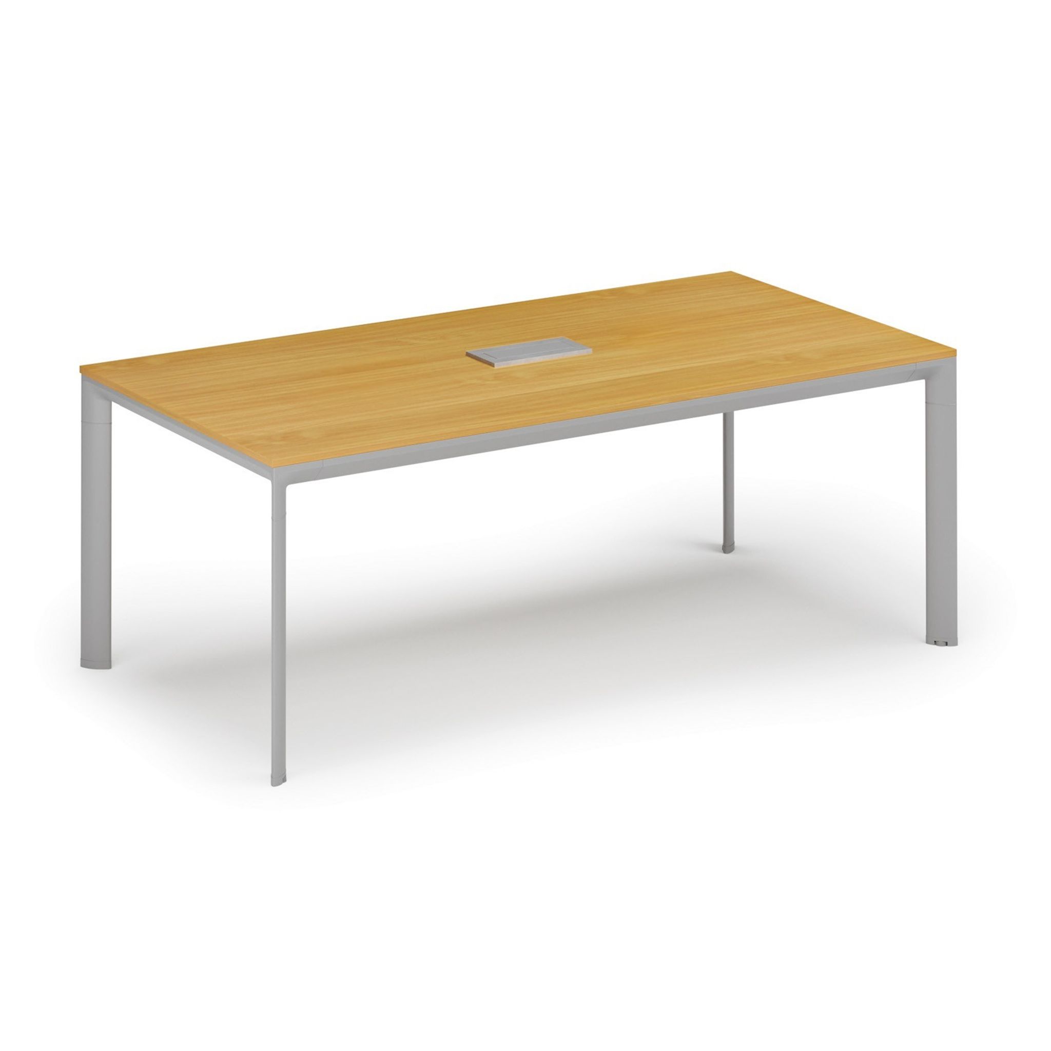 Konferenztisch PRIMO INVITATION 200x100 cm, Tischsteckdose TYP VI - silber, Buche