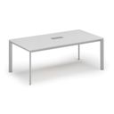 Konferenztisch PRIMO INVITATION 200x100 cm, Tischsteckdose TYP VI - silber, weiß Konferenztisch PRIMO INVITATION 200x100 cm, Tischsteckdose TYP VI - silber, weiß