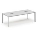Konferenztisch PRIMO INVITATION 240x120 cm, 2x Tischsteckdose TYP II - silber, weiß