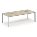 Konferenztisch PRIMO INVITATION 240x120 cm, 2x Tischsteckdose TYP III - silber, Eiche natur