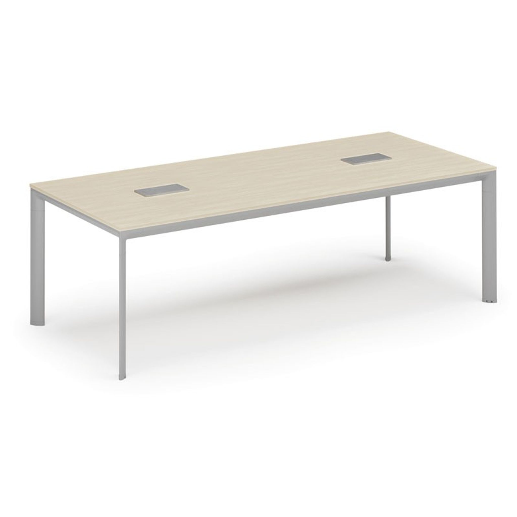 Konferenztisch PRIMO INVITATION 240x120 cm, 2x Tischsteckdose TYP VI - silber, Birke Konferenztisch PRIMO INVITATION 240x120 cm, 2x Tischsteckdose TYP VI - silber, Birke