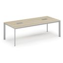 Konferenztisch PRIMO INVITATION 240x120 cm, 2x Tischsteckdose TYP VI - silber, Eiche natur