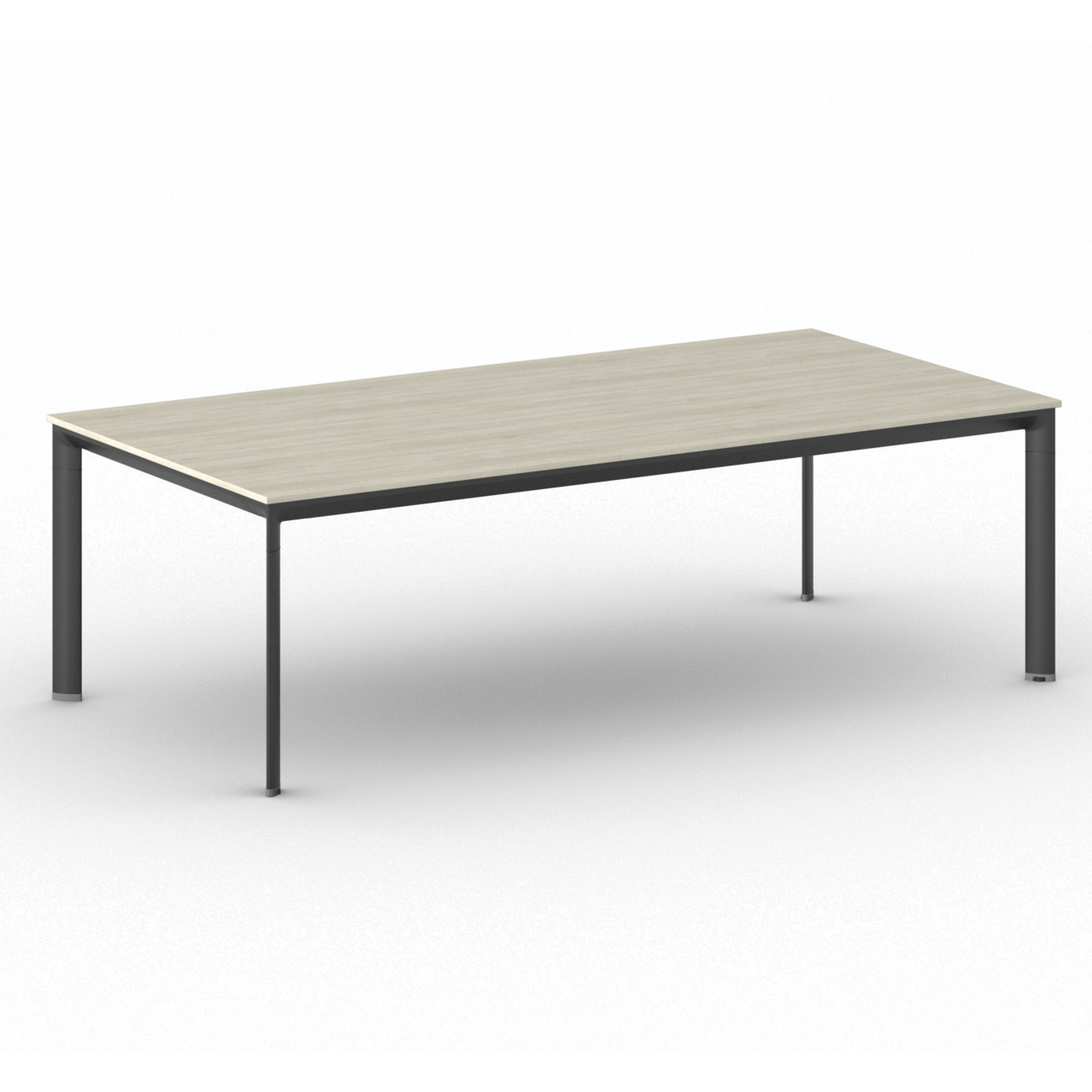 Konferenztisch PRIMO INVITATION 240x120 cm, schwarzes Metallgestell, Eiche natur