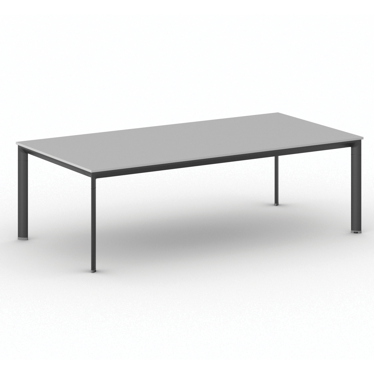 B2B Partner Konferenztisch PRIMO INVITATION 240x120 cm, schwarzes Metallgestell, grau