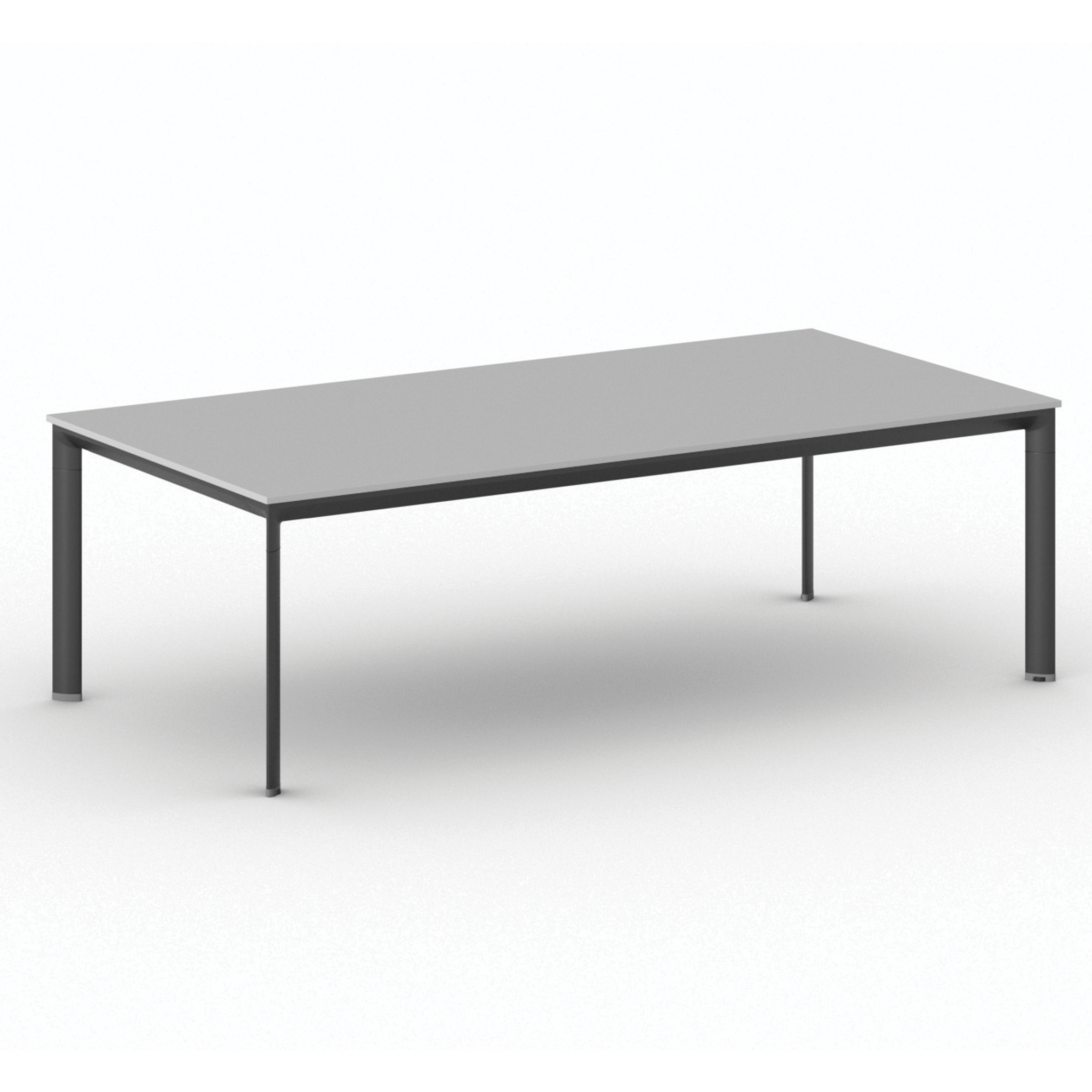 Konferenztisch PRIMO INVITATION 240x120 cm, schwarzes Metallgestell, grau