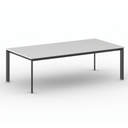 Konferenztisch PRIMO INVITATION 240x120 cm, schwarzes Metallgestell, weiß