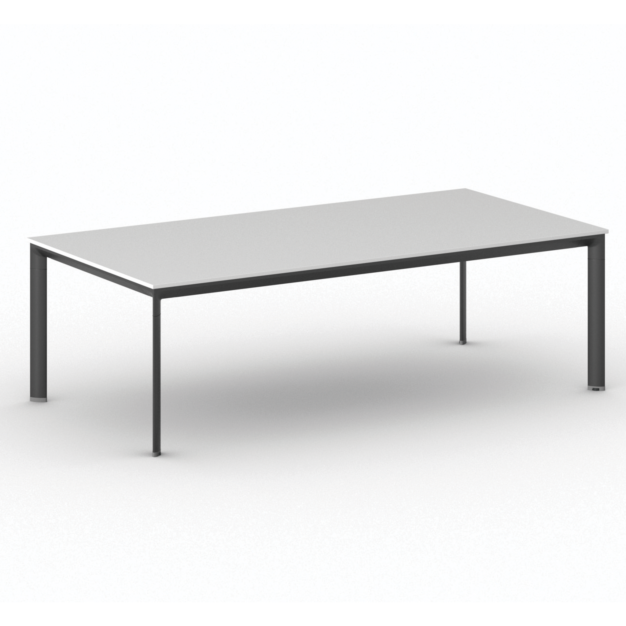 Konferenztisch PRIMO INVITATION 240x120 cm, schwarzes Metallgestell, weiß