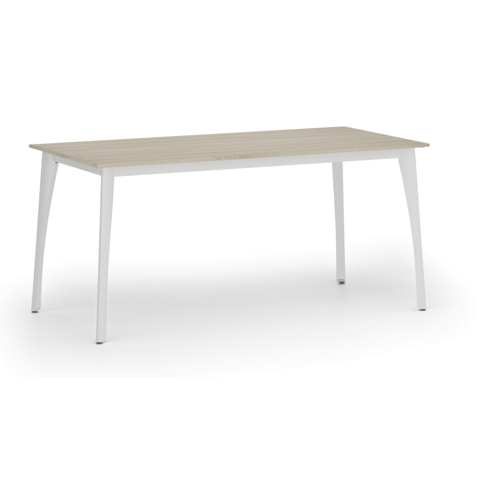 B2B Partner Konferenztisch PRIMO OMEGA, 160x80 cm, weißes Metallgestell, Eiche natur