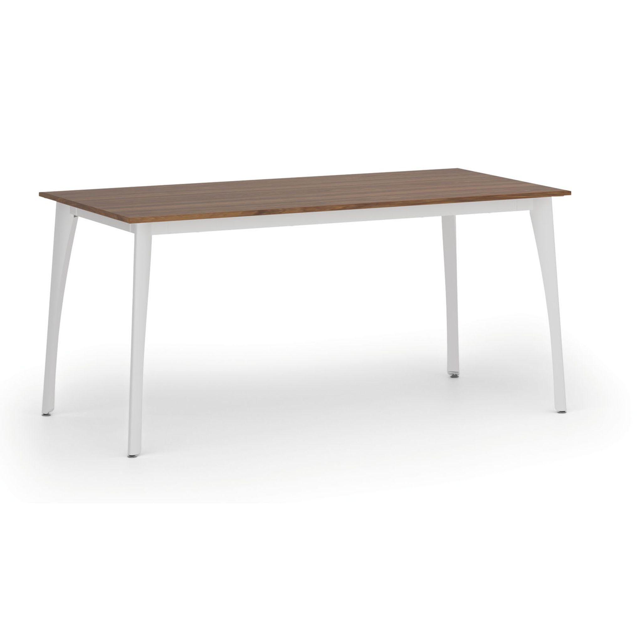 Konferenztisch PRIMO OMEGA, 160x80 cm, weißes Metallgestell, Nussbaum
