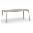 Konferenztisch PRIMO OMEGA, 180x90 cm, graues Metallgestell, Eiche natur
