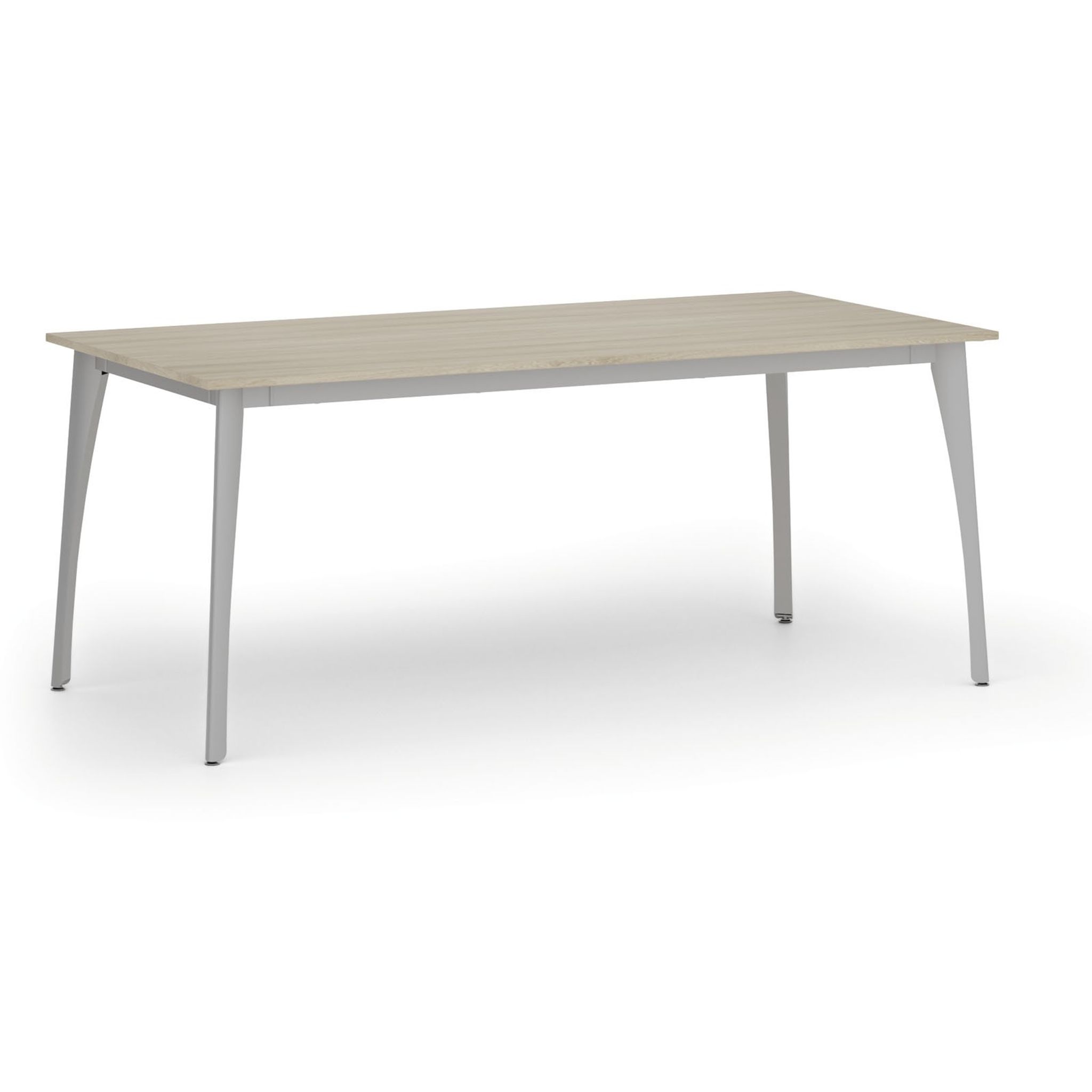 Konferenztisch PRIMO OMEGA, 180x90 cm, graues Metallgestell, Eiche natur