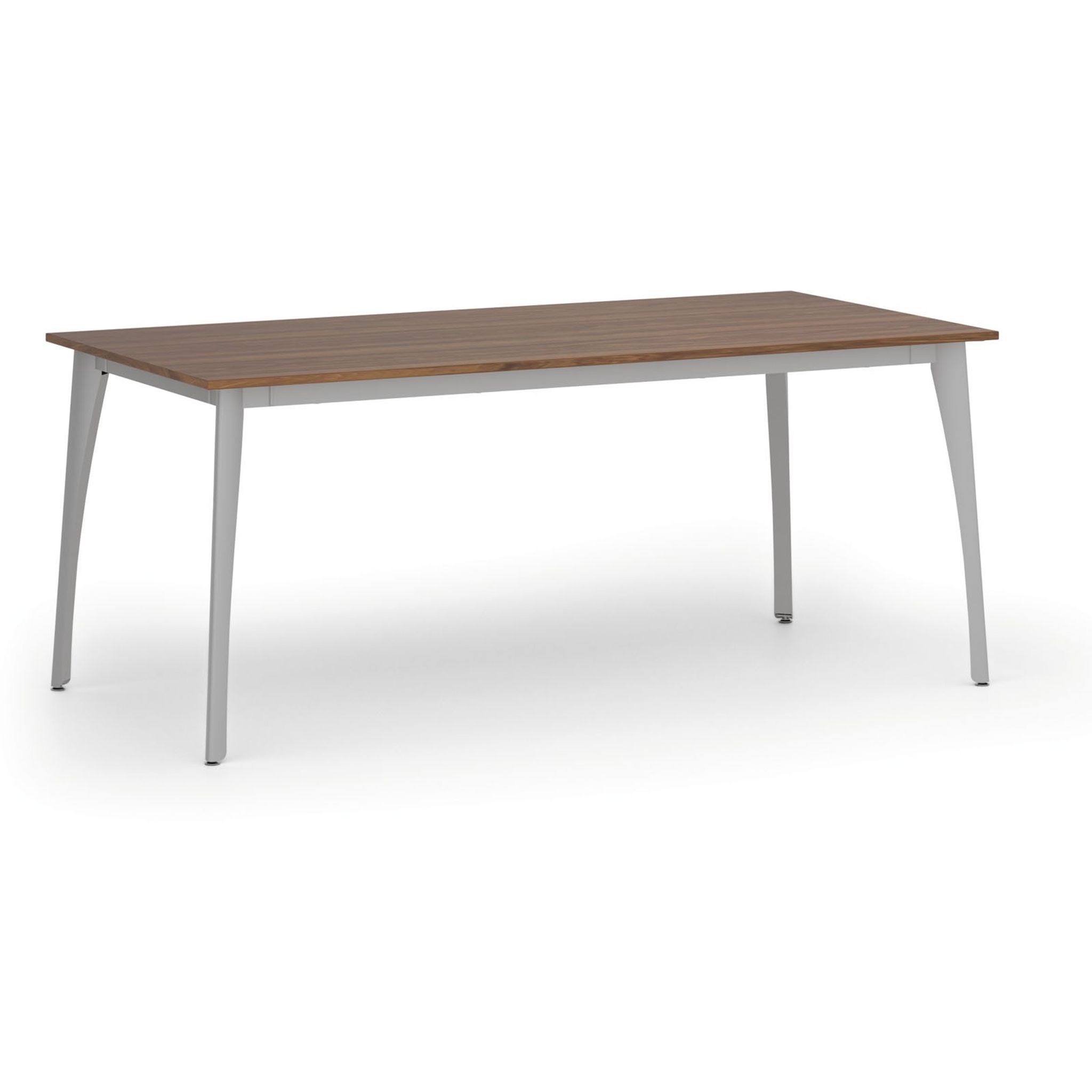 Konferenztisch PRIMO OMEGA, 180x90 cm, graues Metallgestell, Nussbaum