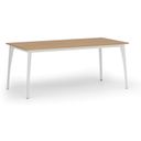 Konferenztisch PRIMO OMEGA, 180x90 cm, weißes Metallgestell, Buche