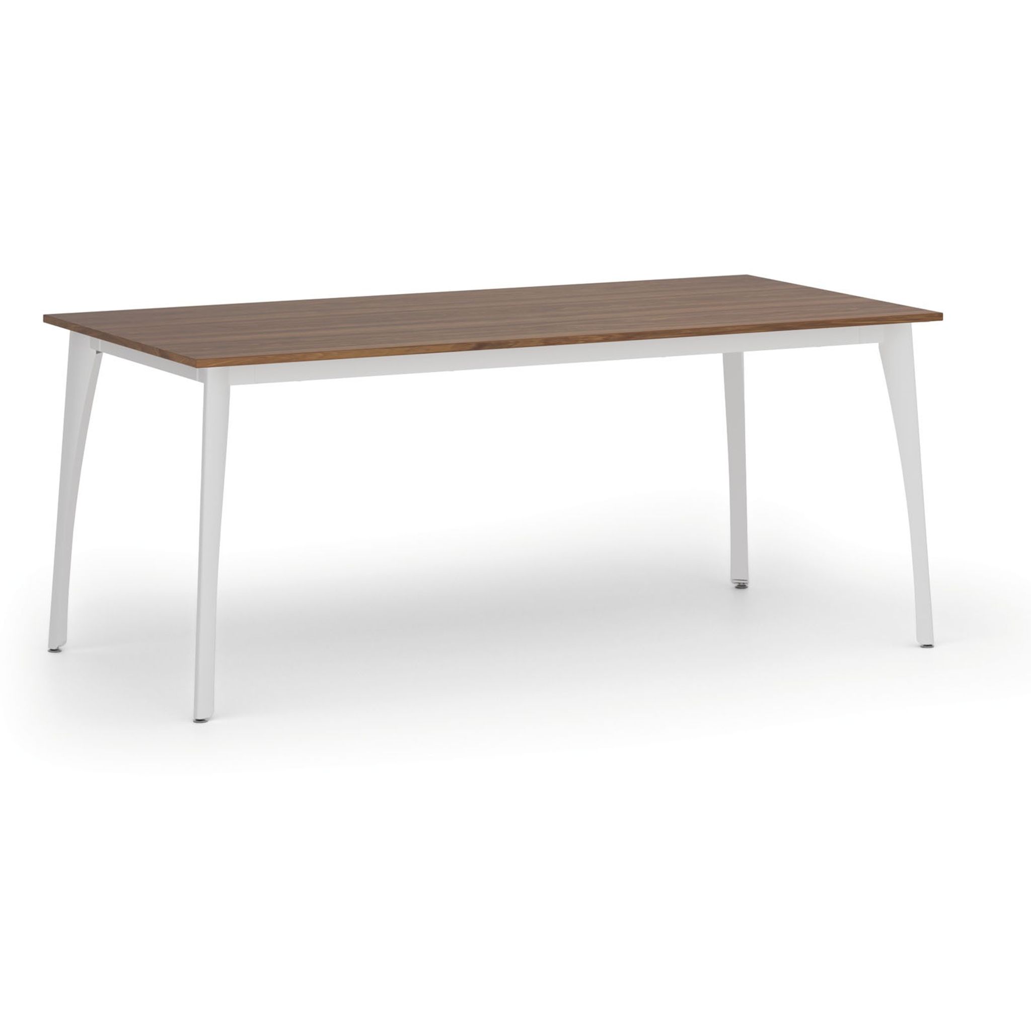 Konferenztisch PRIMO OMEGA, 180x90 cm, weißes Metallgestell, Nussbaum