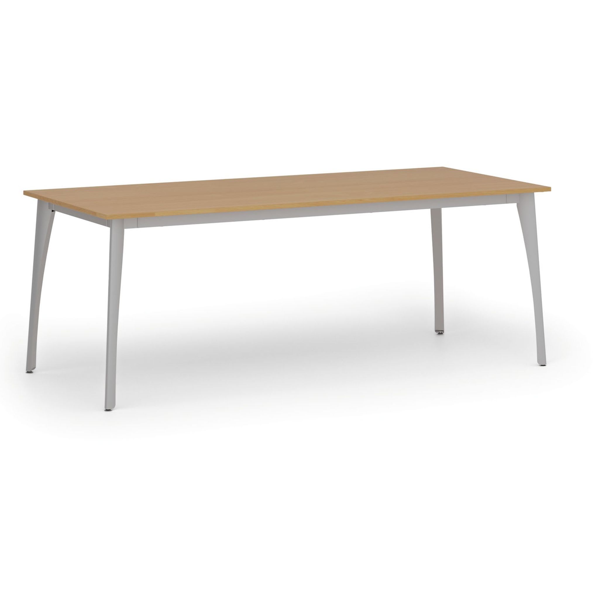Konferenztisch PRIMO OMEGA, 200x90 cm, graues Metallgestell, Buche