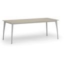 Konferenztisch PRIMO OMEGA, 200x90 cm, graues Metallgestell, Eiche natur