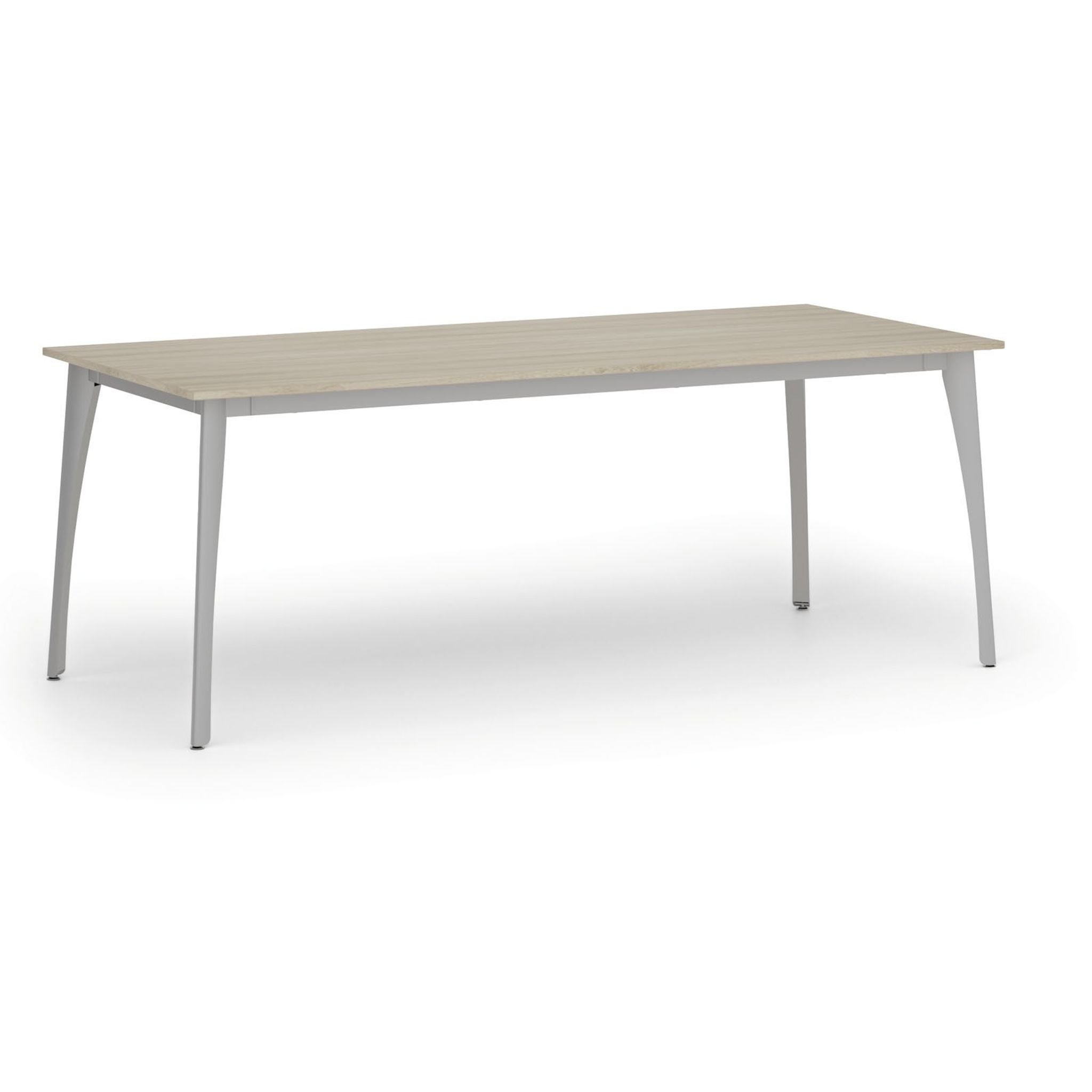 Konferenztisch PRIMO OMEGA, 200x90 cm, graues Metallgestell, Eiche natur