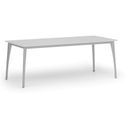 Konferenztisch PRIMO OMEGA, 200x90 cm, graues Metallgestell, weiß