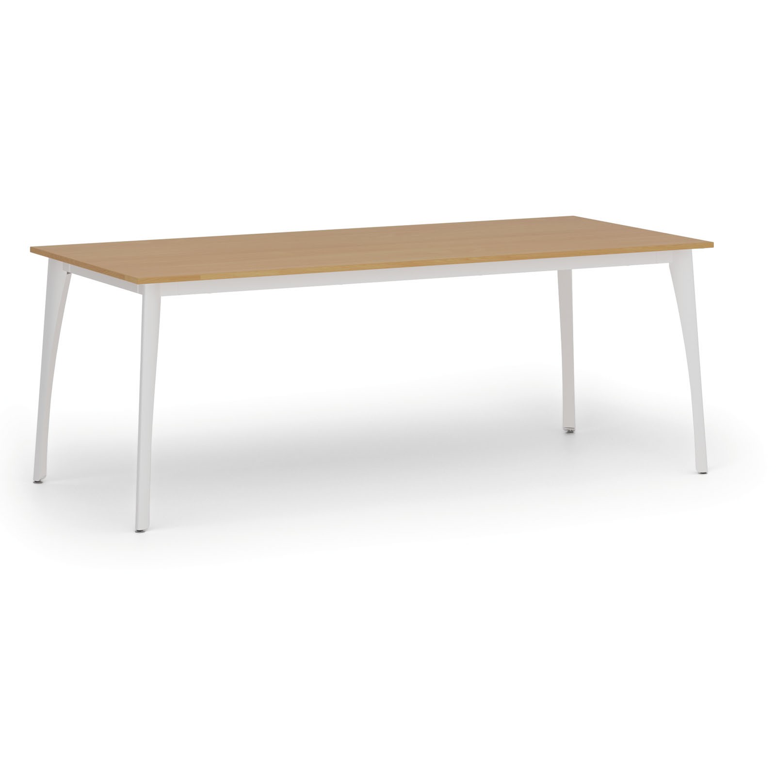 B2B Partner Konferenztisch PRIMO OMEGA, 200x90 cm, weißes Metallgestell, Buche