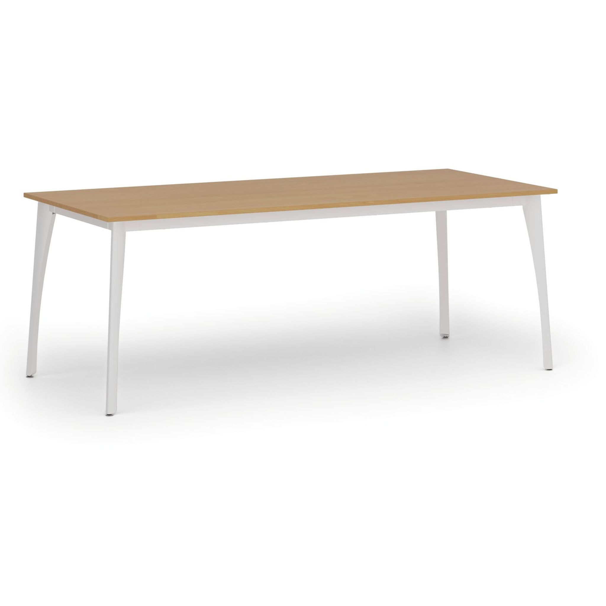 Konferenztisch PRIMO OMEGA, 200x90 cm, weißes Metallgestell, Buche