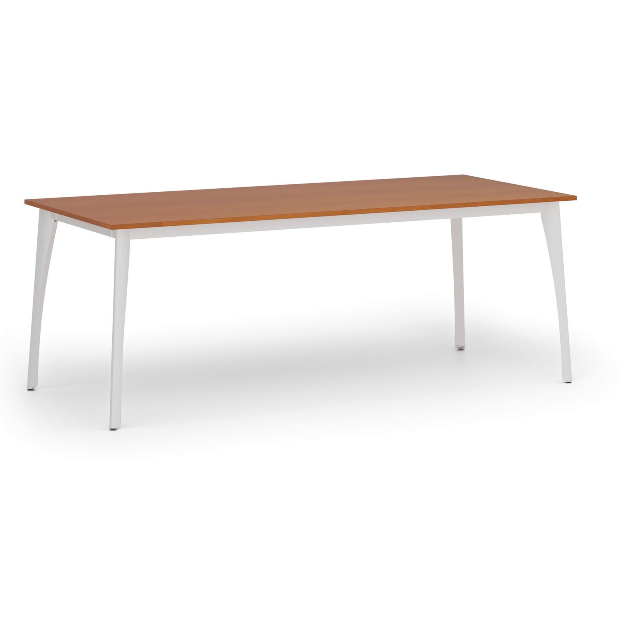 Konferenztisch PRIMO OMEGA, 200x90 cm, weißes Metallgestell, Kirschbaum