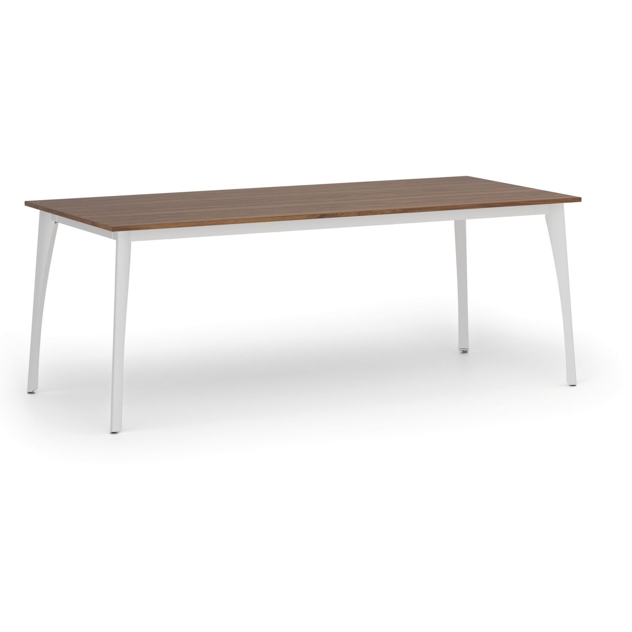 Konferenztisch PRIMO OMEGA, 200x90 cm, weißes Metallgestell, Nussbaum