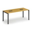Konferenztisch PRIMO SQUARE 180x80 cm, 2x Tischsteckdose TYP II - schwarz, Buche