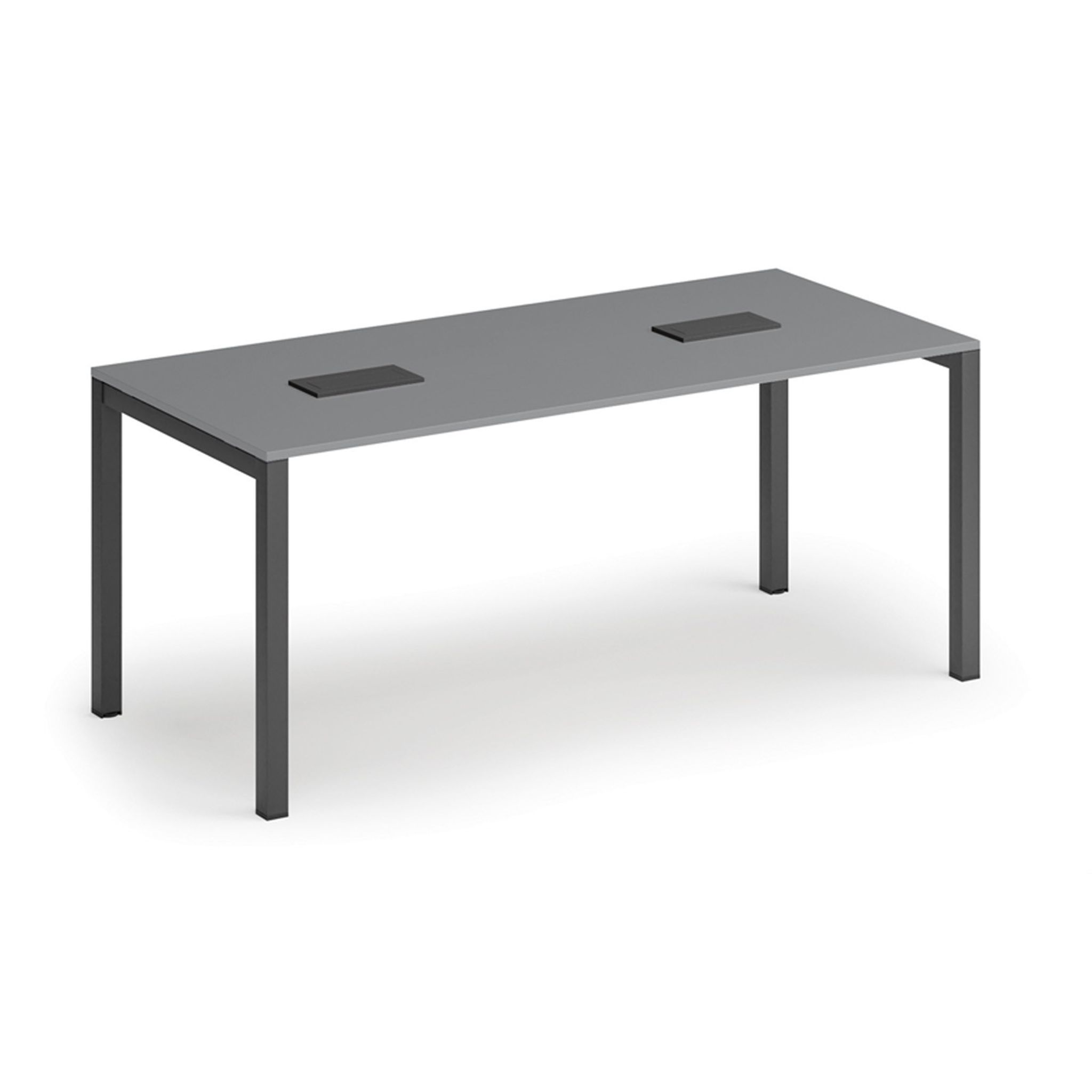 Konferenztisch PRIMO SQUARE 180x80 cm, 2x Tischsteckdose TYP II - schwarz, Graphit