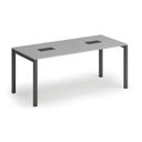 Konferenztisch PRIMO SQUARE 180x80 cm, 2x Tischsteckdose TYP II - schwarz, grau