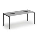 Konferenztisch PRIMO SQUARE 180x80 cm, 2x Tischsteckdose TYP IV - schwarz, grau