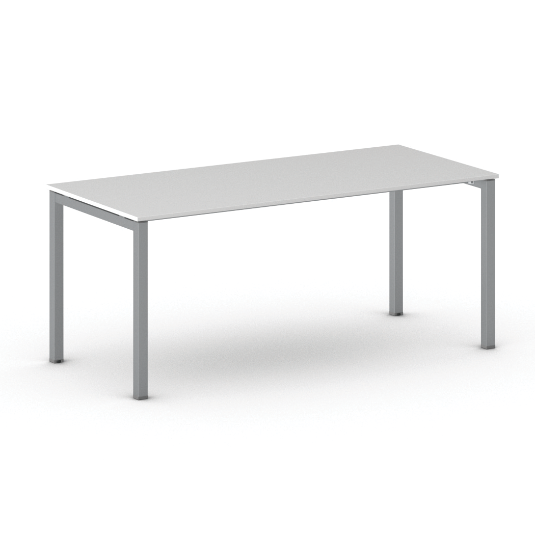 B2B Partner Konferenztisch PRIMO SQUARE 180x80 cm, graues Metallgestell, weiß
