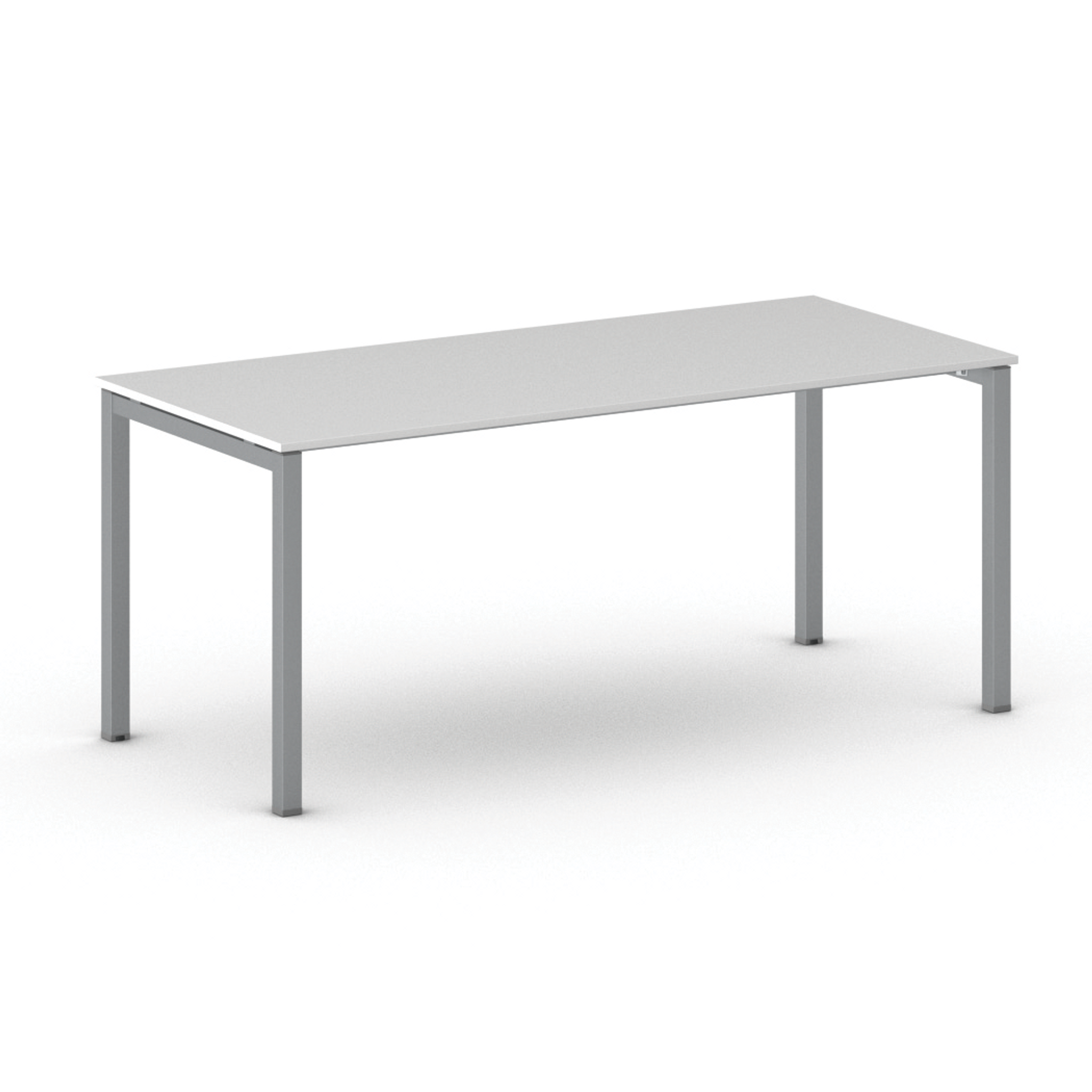 Konferenztisch PRIMO SQUARE 180x80 cm, graues Metallgestell, weiß