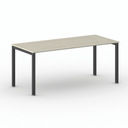 Konferenztisch PRIMO SQUARE 180x80 cm, schwarzes Metallgestell, Eiche natur