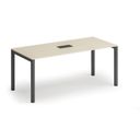 Konferenztisch PRIMO SQUARE 180x80 cm, Tischsteckdose TYP II - schwarz, Birke