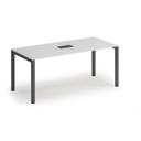 Konferenztisch PRIMO SQUARE 180x80 cm, Tischsteckdose TYP II - schwarz, weiß
