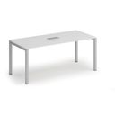 Konferenztisch PRIMO SQUARE 180x80 cm, Tischsteckdose TYP III - silber, weiß