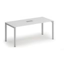 Konferenztisch PRIMO SQUARE 180x80 cm, Tischsteckdose TYP IV - silber, weiß