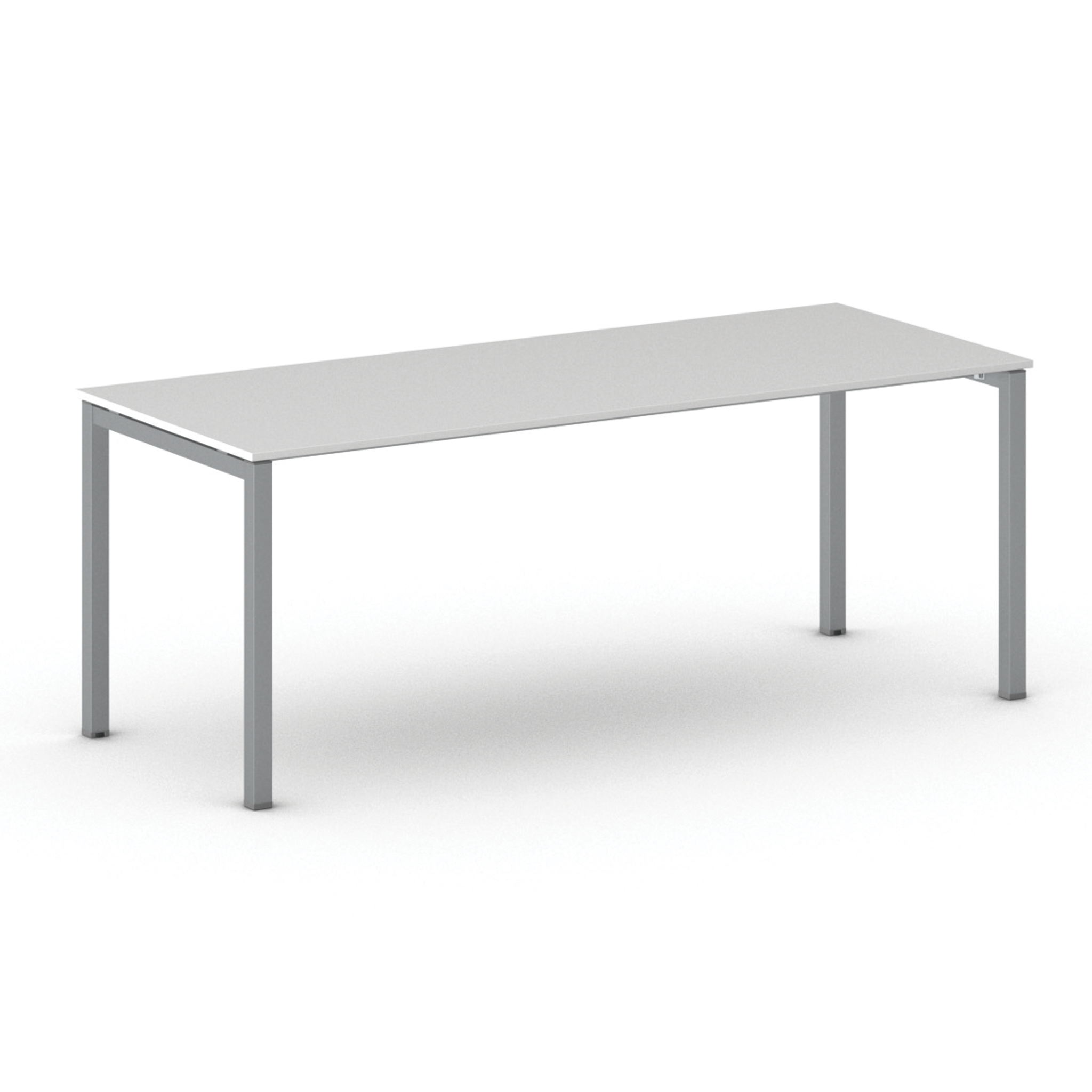 Konferenztisch PRIMO SQUARE 200x80 cm, graues Metallgestell, weiß