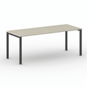 Konferenztisch PRIMO SQUARE 200x80 cm, schwarzes Metallgestell, Eiche natur