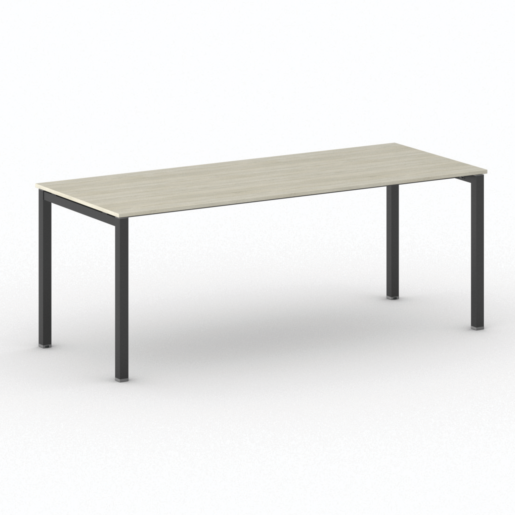Konferenztisch PRIMO SQUARE 200x80 cm, schwarzes Metallgestell, Eiche natur